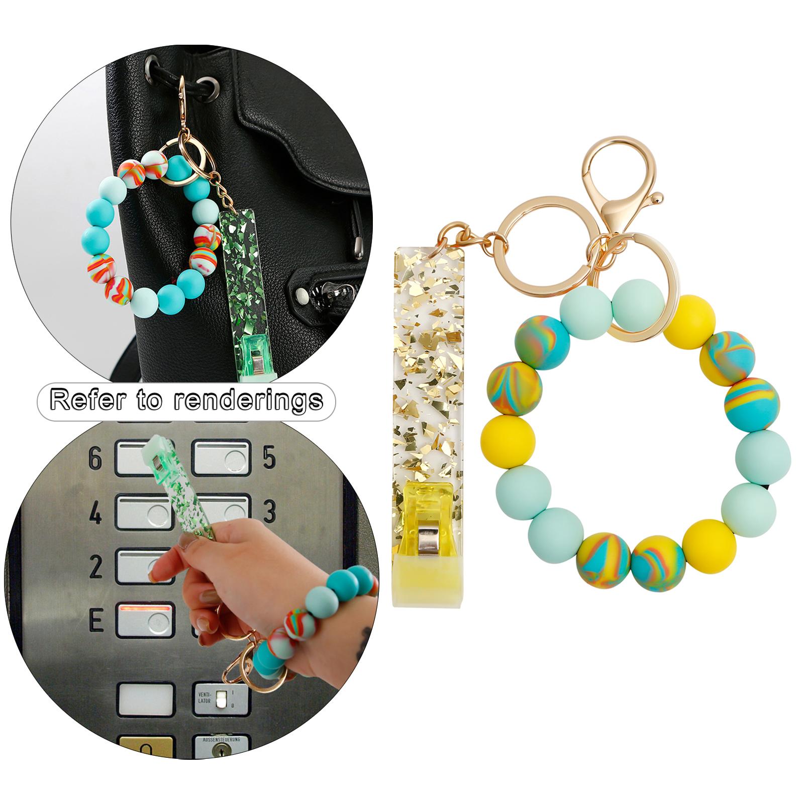 Bead Card Puller Keyring Bracelet Wristlet Bangle With Credit Card Grabber Yellow
