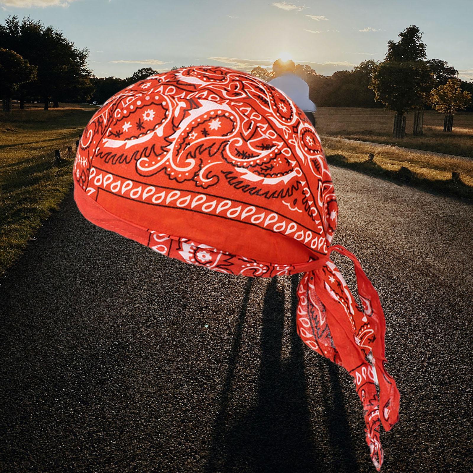 Adjustable Beanie Caps Headcloth Sweat Wicking for Training Men orange