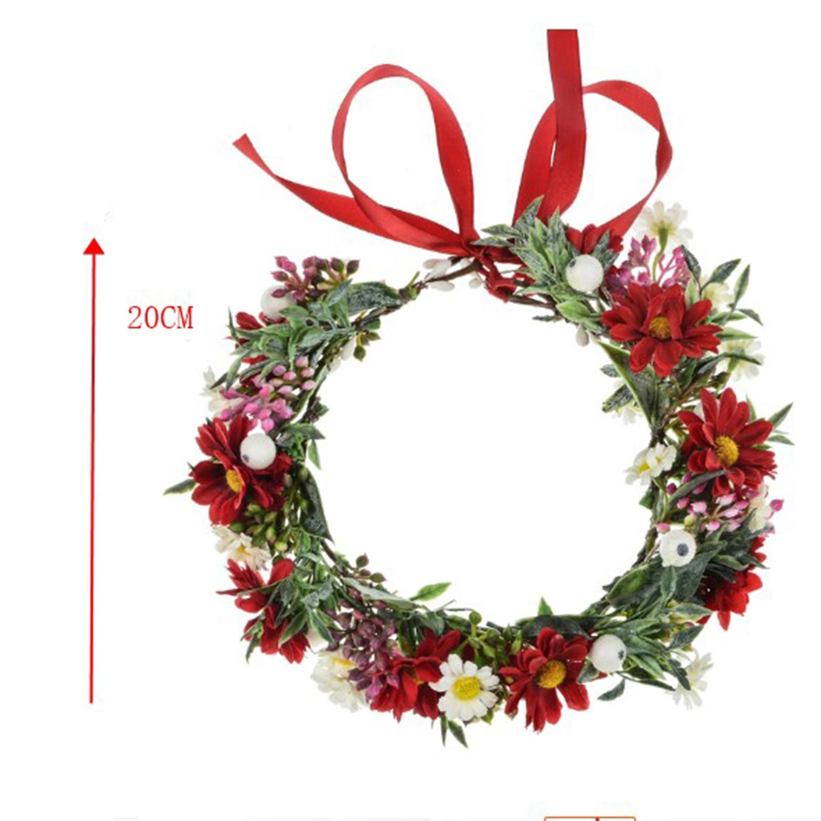 Floral Crown Flower Headband Headpiece for Beach Wedding Holiday Red