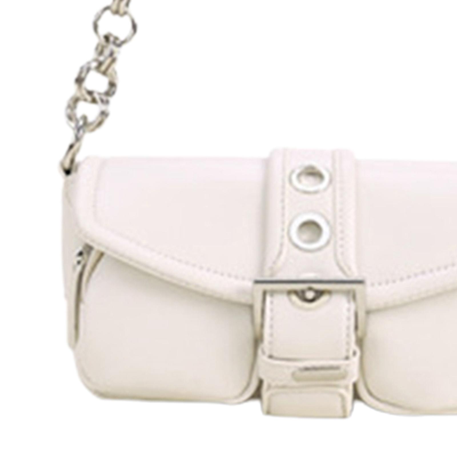 PU Leather Shoulder Bag Clutch Tote Bag Wallet Underarm Handbag White