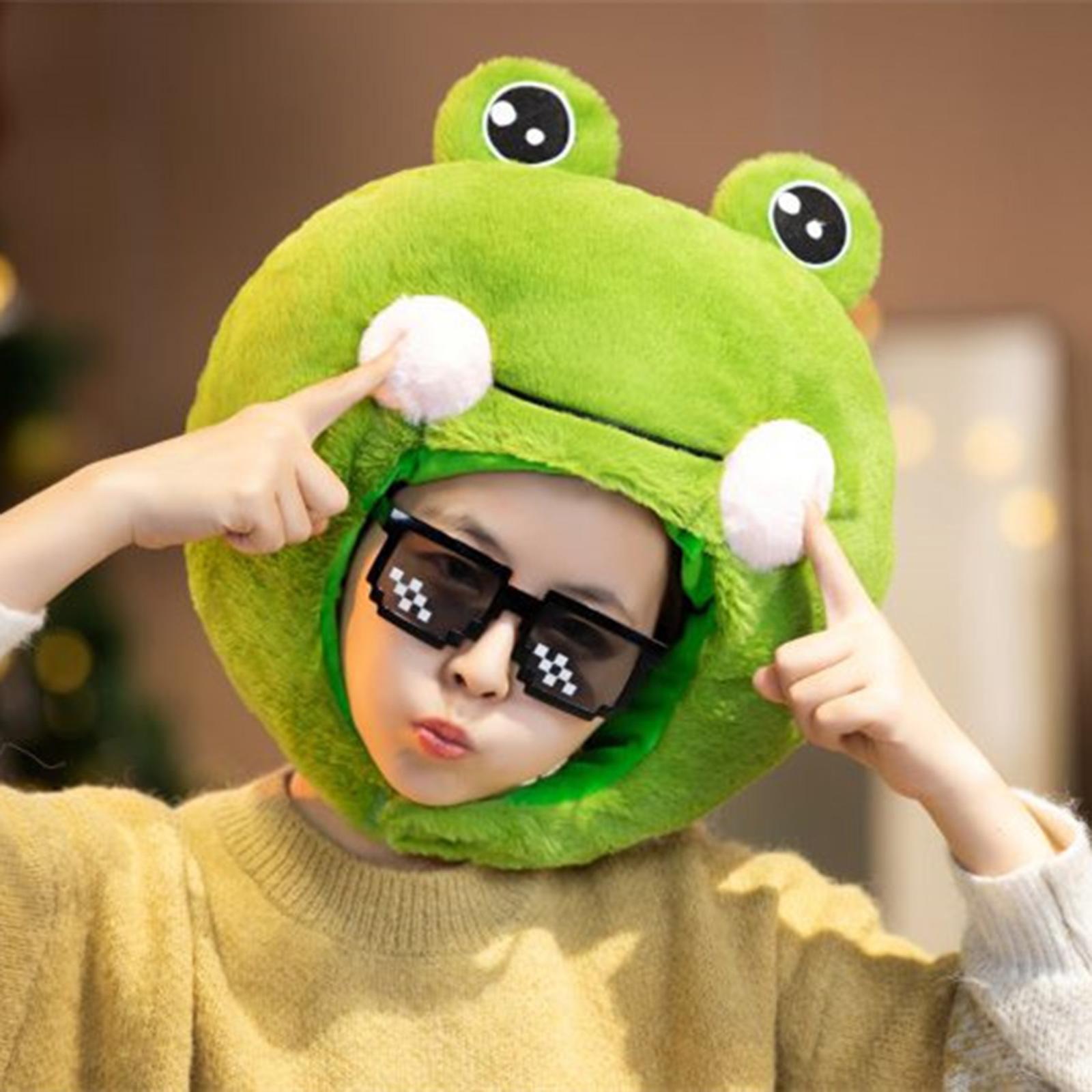 Plush Frog Shaped Hat Cartoon Stuffed Toy Party Hats Cosplay Headwear