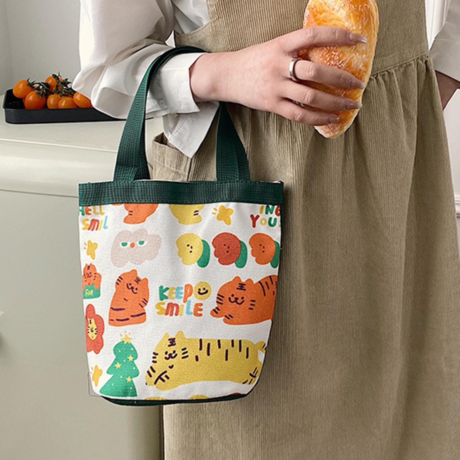 Women Girls Canvas Bucket Bag Casual Handbags Purse Top Handle Satchel Green