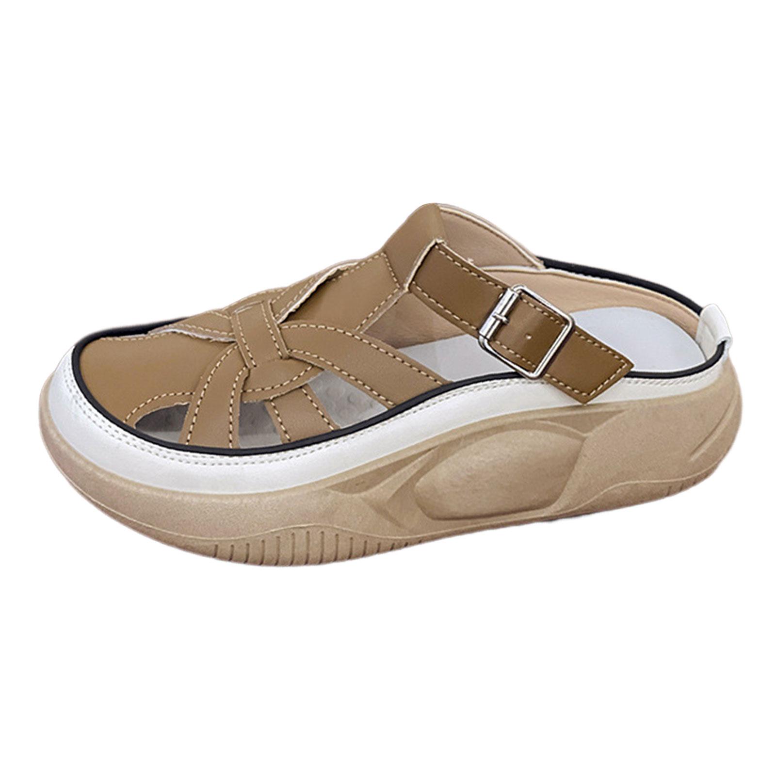 Women Sandals Casual Slippers Ladies Girls Thick Sole Pool Female for Travel 37 Camel