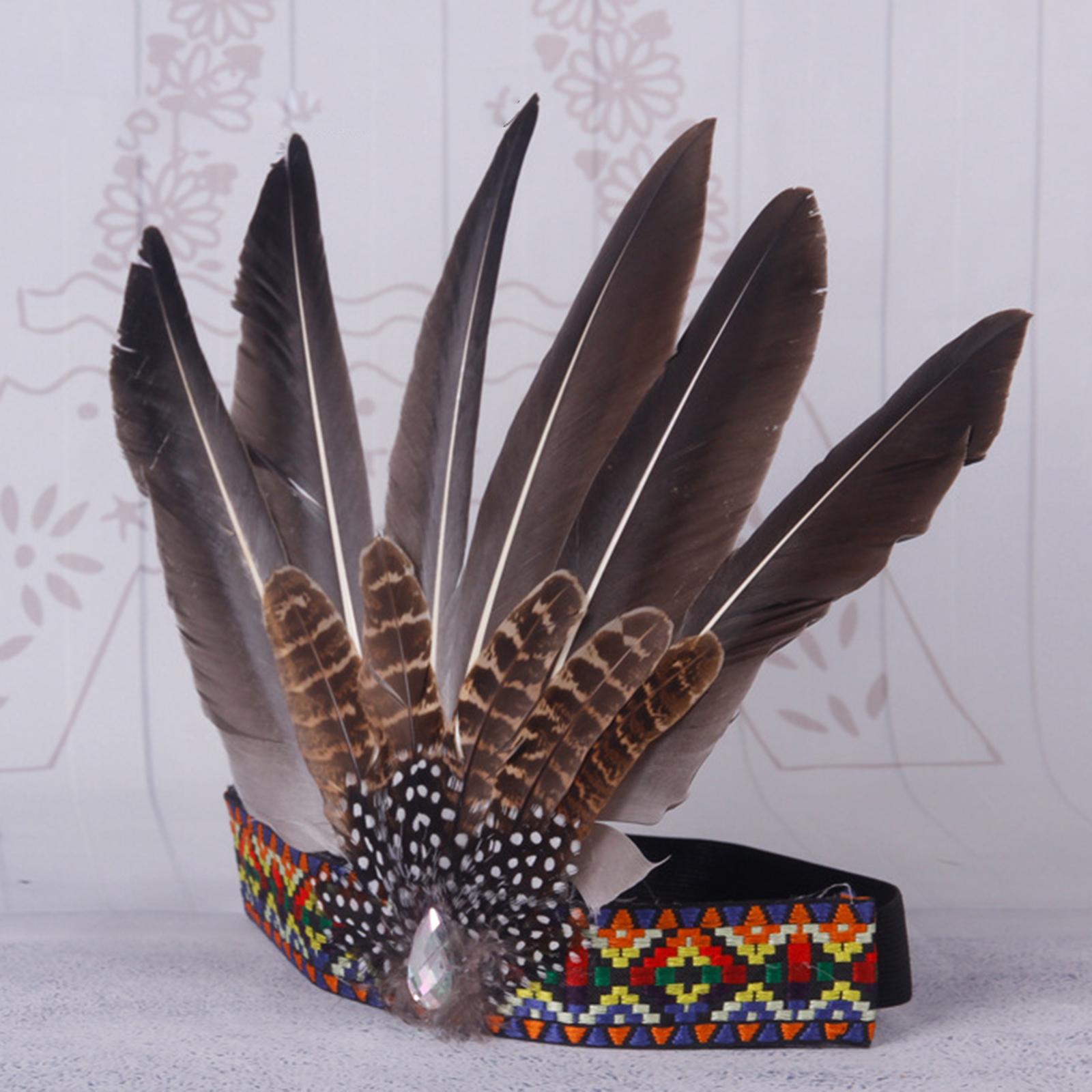 Native American Indian Headwear Feather Headdress for Mardi Gras Fancy Dress