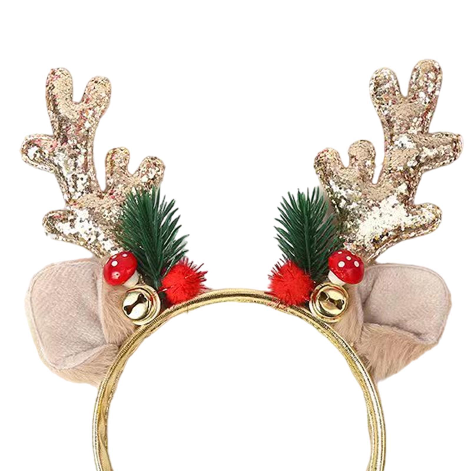 Christmas Reindeer Antlers Headband Hair Hoop for Carnivals Cosplay Holidays Gold