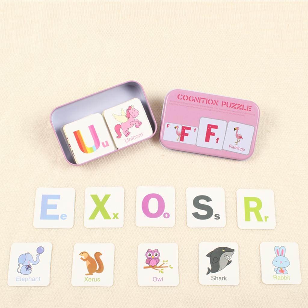 32 Pieces Preschool Educational Flash Cards for Kids Animals and Letters