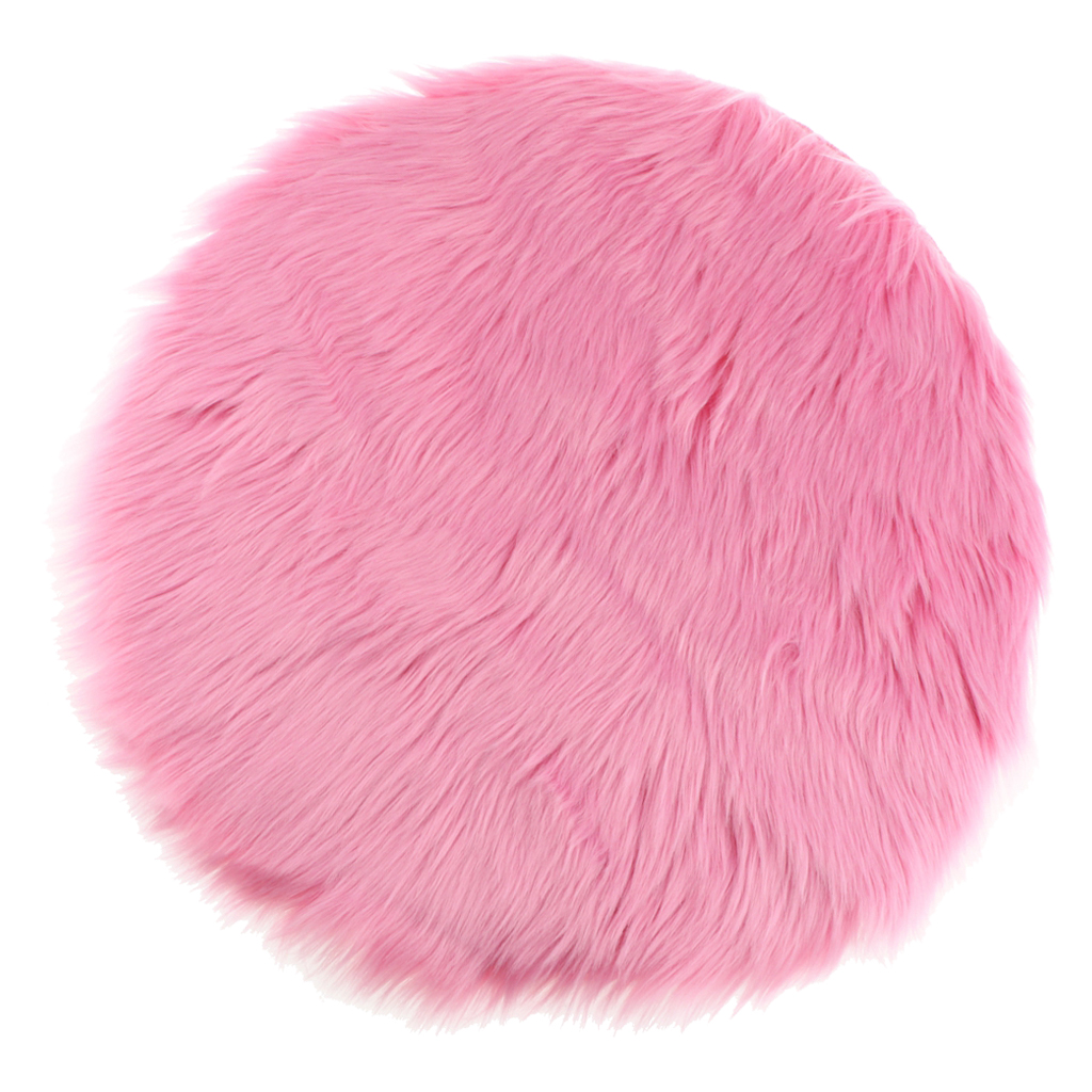 Fluffy Faux Fur Seat Cushion Pad Artificial Sheepskin Mat Hot Pink 40cm