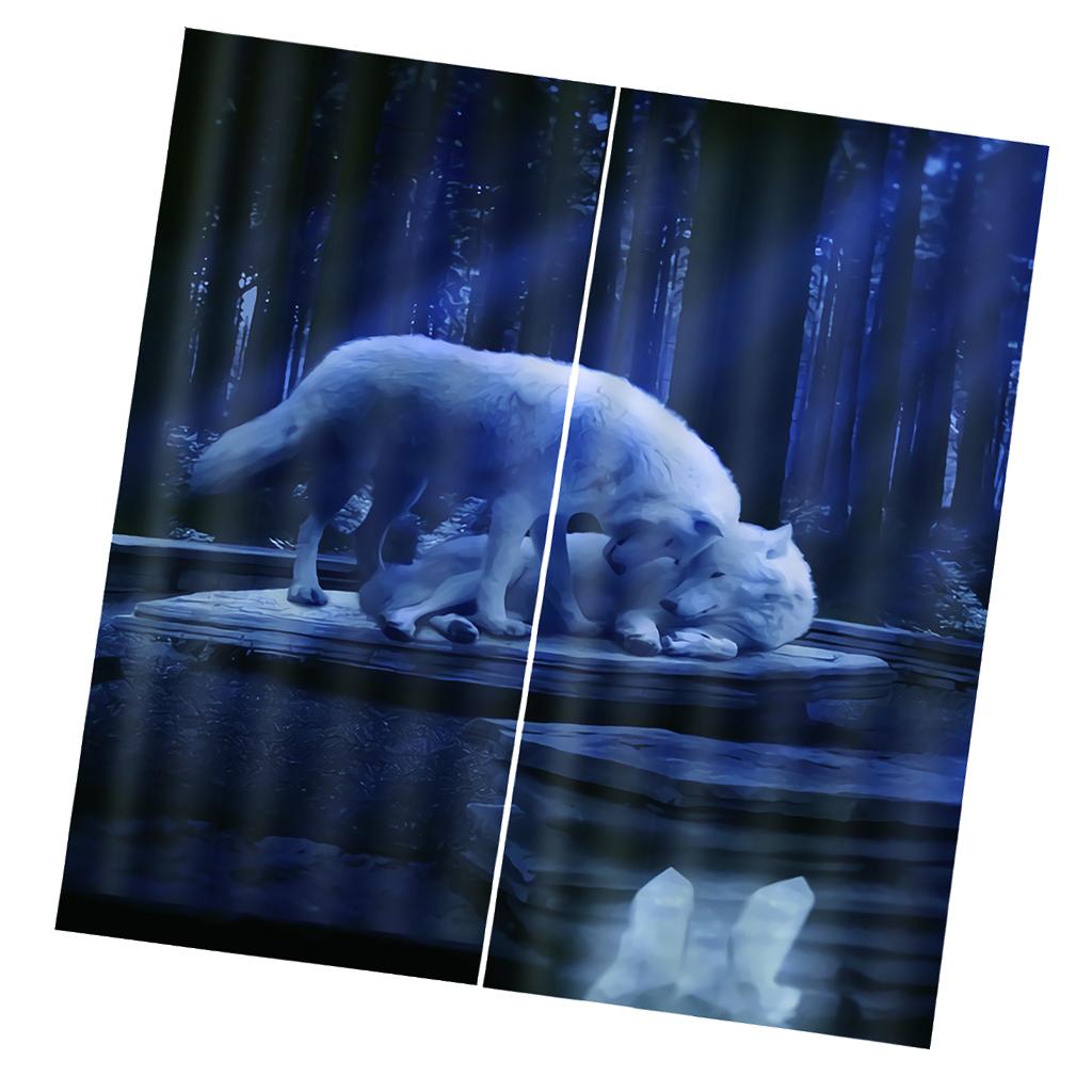 2 Panel Set Digital Printing Curtains 3D Animals Wolves-75x166cm