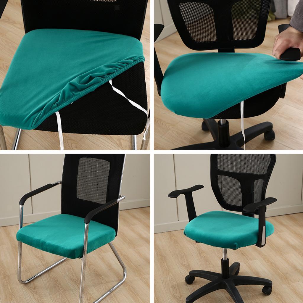 Velvet Stretch Chair Seat Cover Protector with Ties Office Chair Slipcover