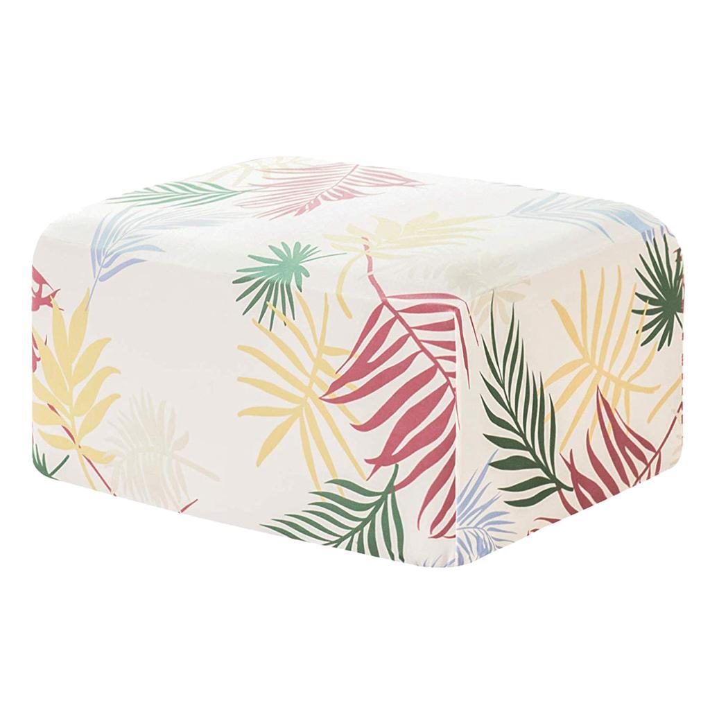 Printed Ottoman Cover Footstool Slipcover Footrest Stool Protector White