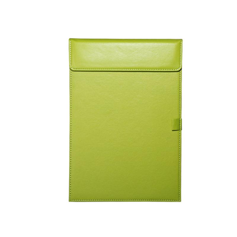 PU Leather A4 Clipboard Tablet Writting Pad Pen Clip Green