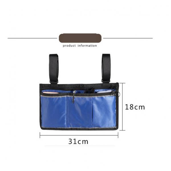 Wheelchair Side Bag Wheelchair Armrest Bag Waterproof Lightweight  Black