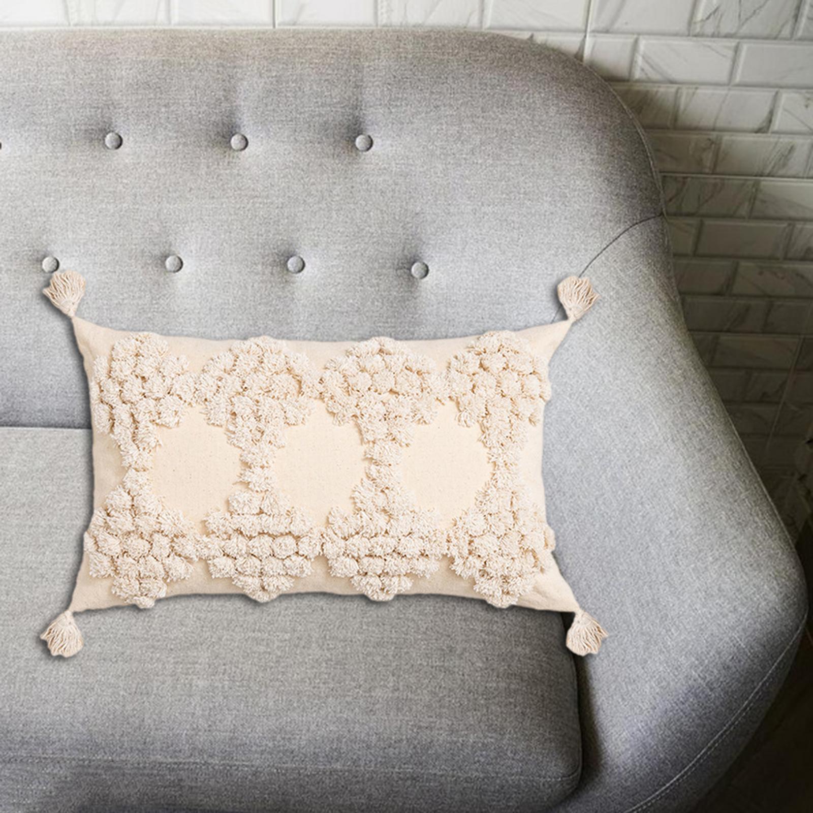 Boho Throw Pillow Covers Tufted Tassels Macrame Case Style 2 Rectangle