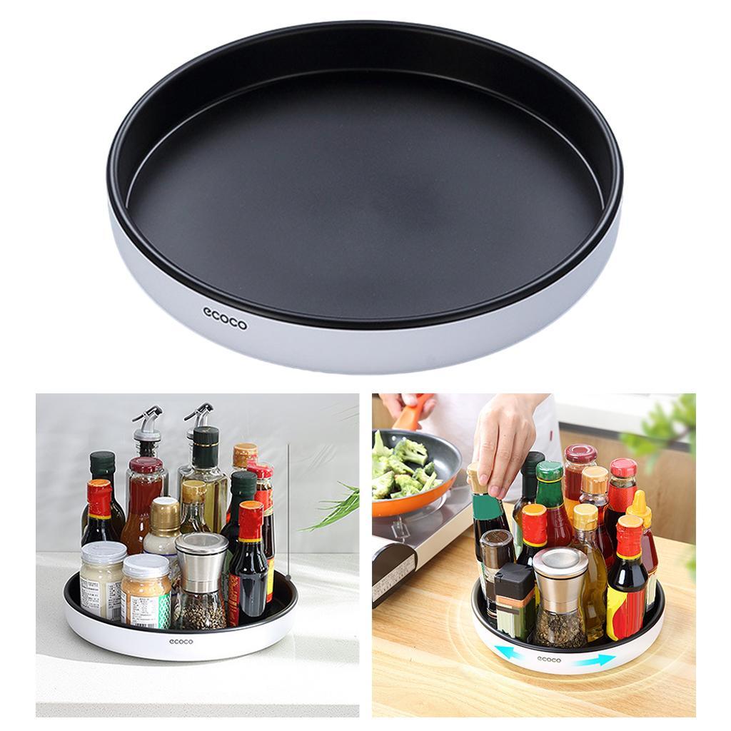 Turntable Spice Rack Spice Organiser Rotating Storage Racks Save Space Black