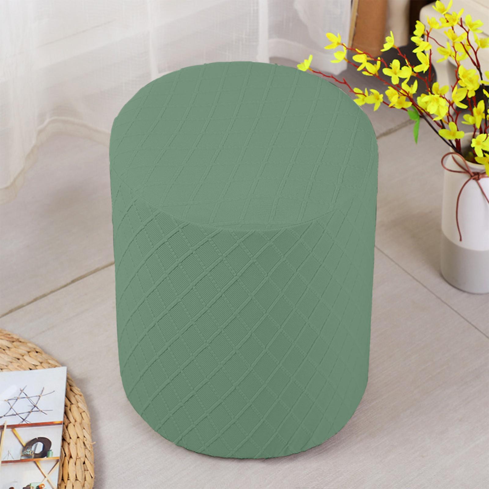 4xRound Stretch Ottoman Slipcovers Footrest Sofa Cover Foot Stool Covers Green