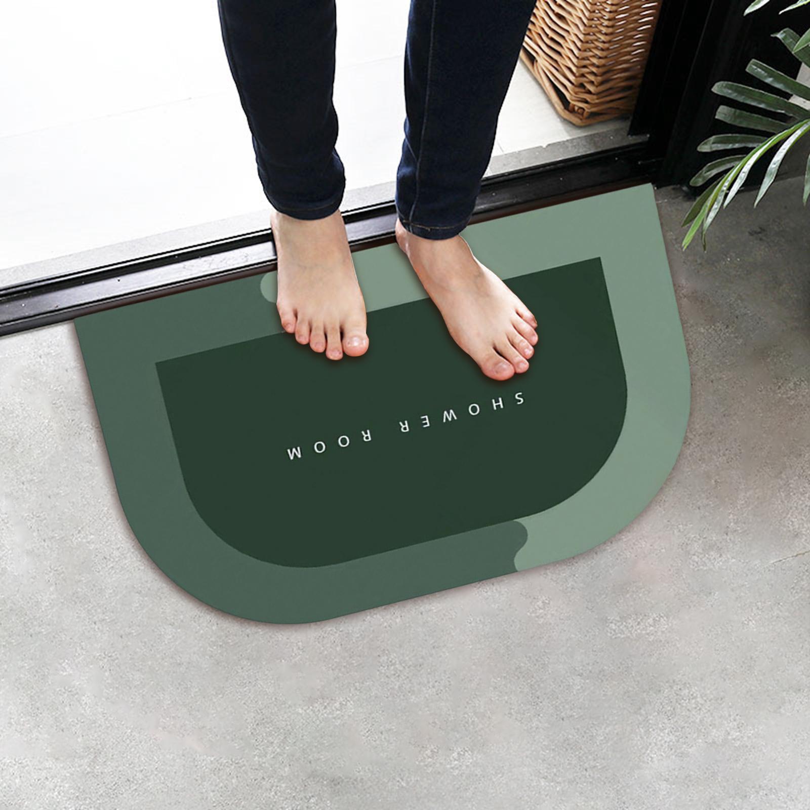 Bathroom Rugs Thick Fast Drying Polyester Fiber Shower Mat Washable Green 45X75cm