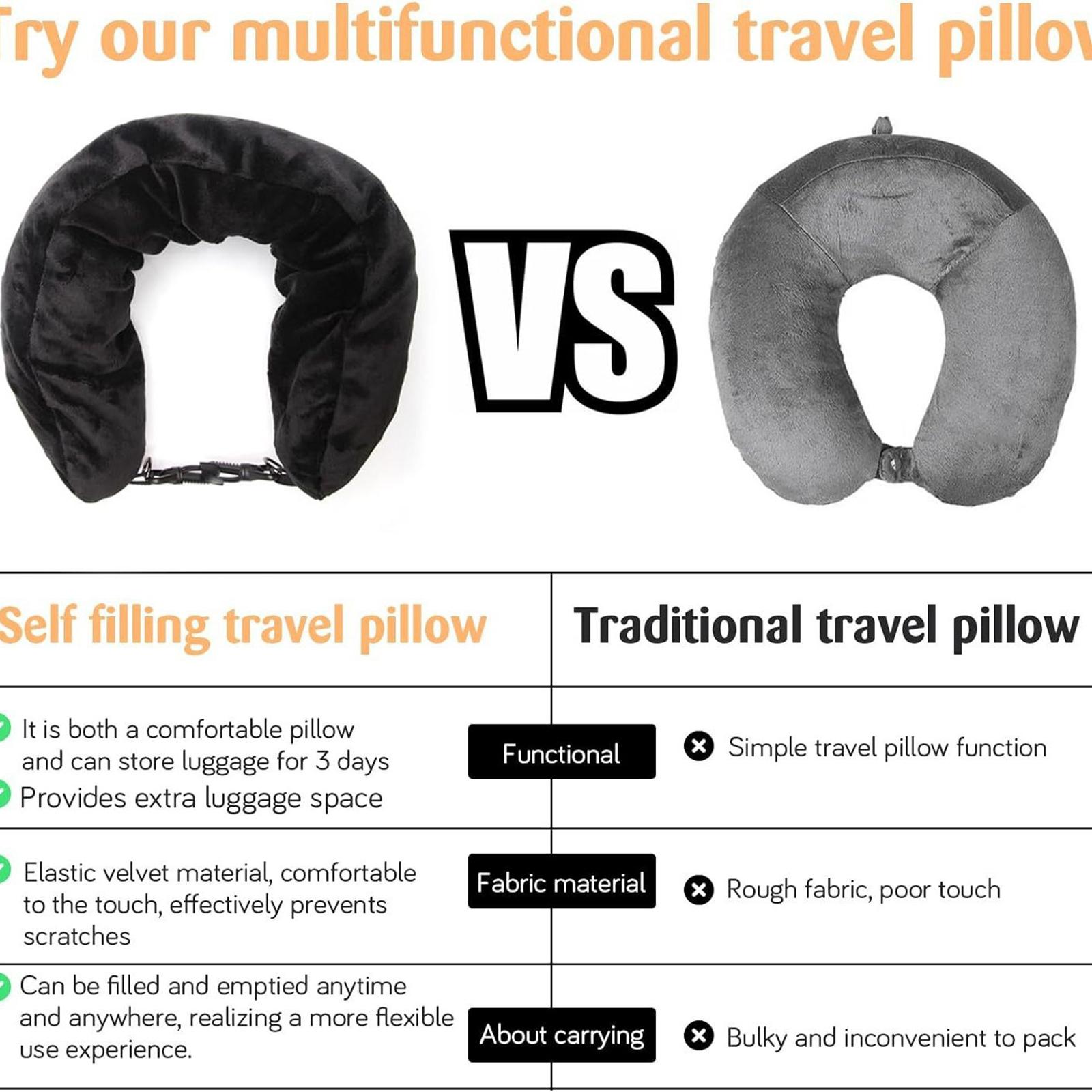 Travel Neck Pillow Cover Versatile Replacement Cover Travel Neck Pillow Case Black