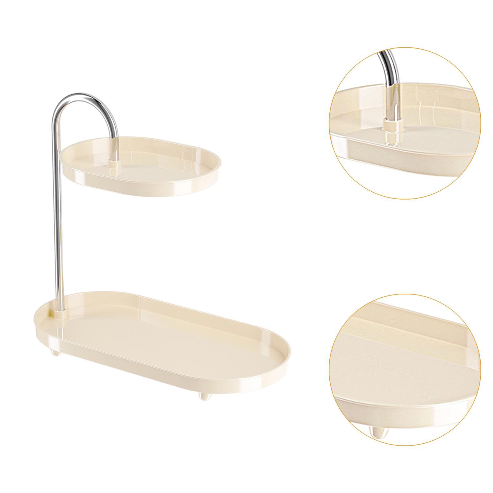 2 Tier Bathroom Organizer Cosmetic Holder for Toiletries Displaying Bathroom White