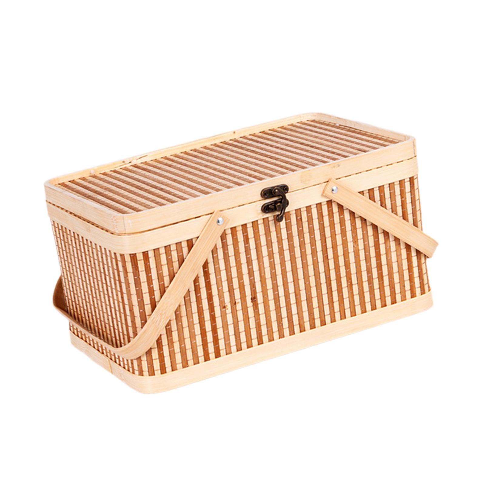 Bamboo Basket Woven Food Snacks Organizer