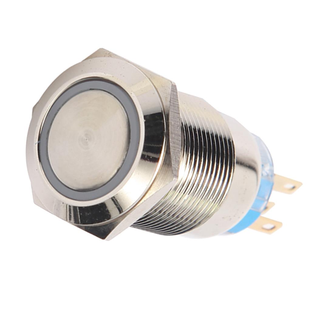 19mm Red Light Flat Head Push Button Switch Self-locking