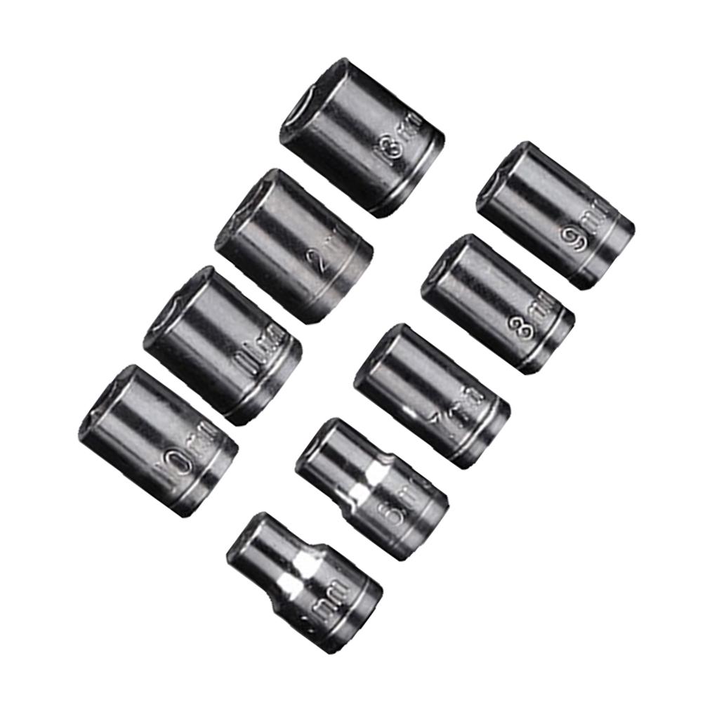 9 Pieces - Hand Drive Socket Set Tool for Reversible Ratchet Wrench