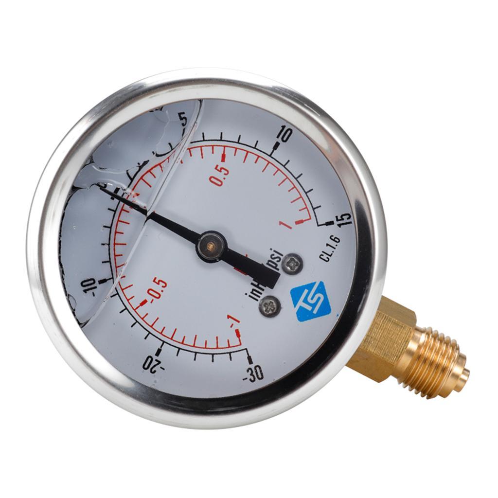 Vacuum Gauge 68mm , -1/0 Bar &-30*Hg - Male Bottom Connectio B