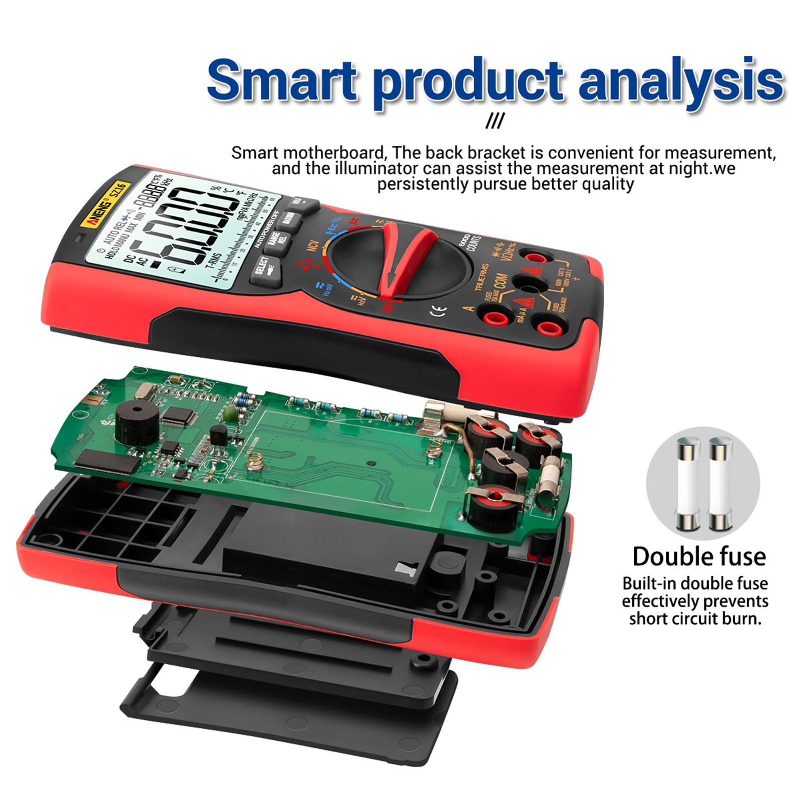 Digital Multimeter DC AC Voltmeter Resistance Detector Red SZ16