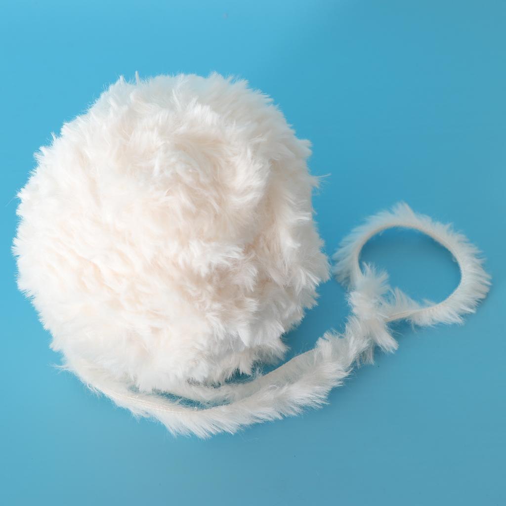 32 Meters Soft Fluffy Faux Fur Yarn for Crocheting Knitting  White