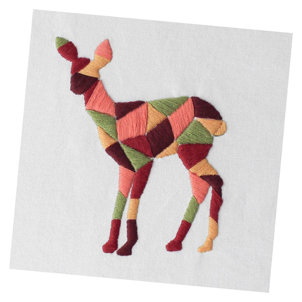 Handmade Embroidery Starter Kit Set Animals Cross Stitch for Adults Deer