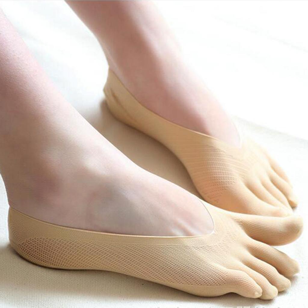 Download 2Pairs Womens Low Cut Thin Silk Socks Invisible Five ...