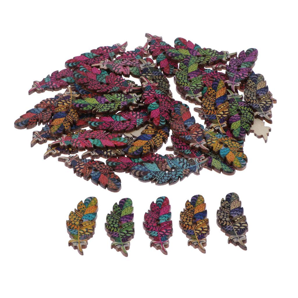 Feather Shape Wooden Buttons