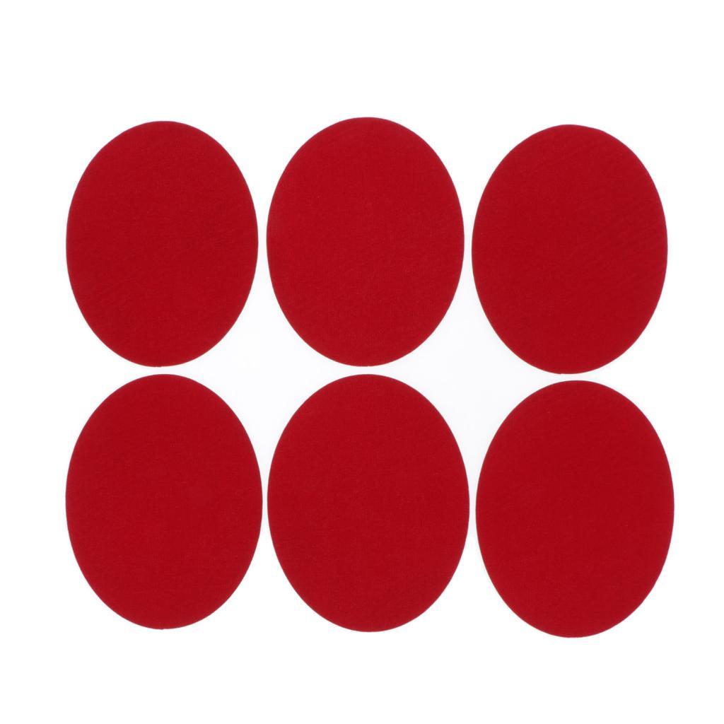 6pcs Oval Shape Iron-on Patch Suede Elbow Applique Cloth Badge  Red