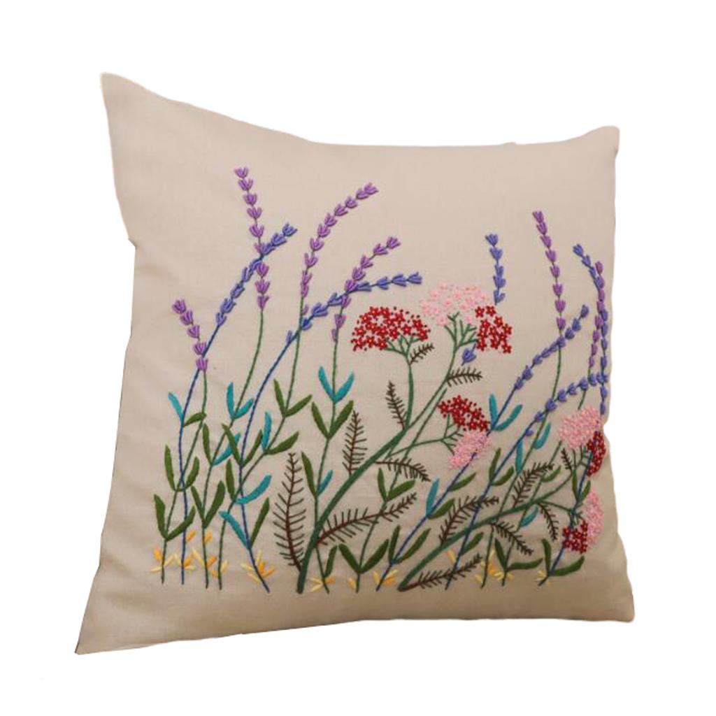 Embroidery Pillow Case Kit Lavender