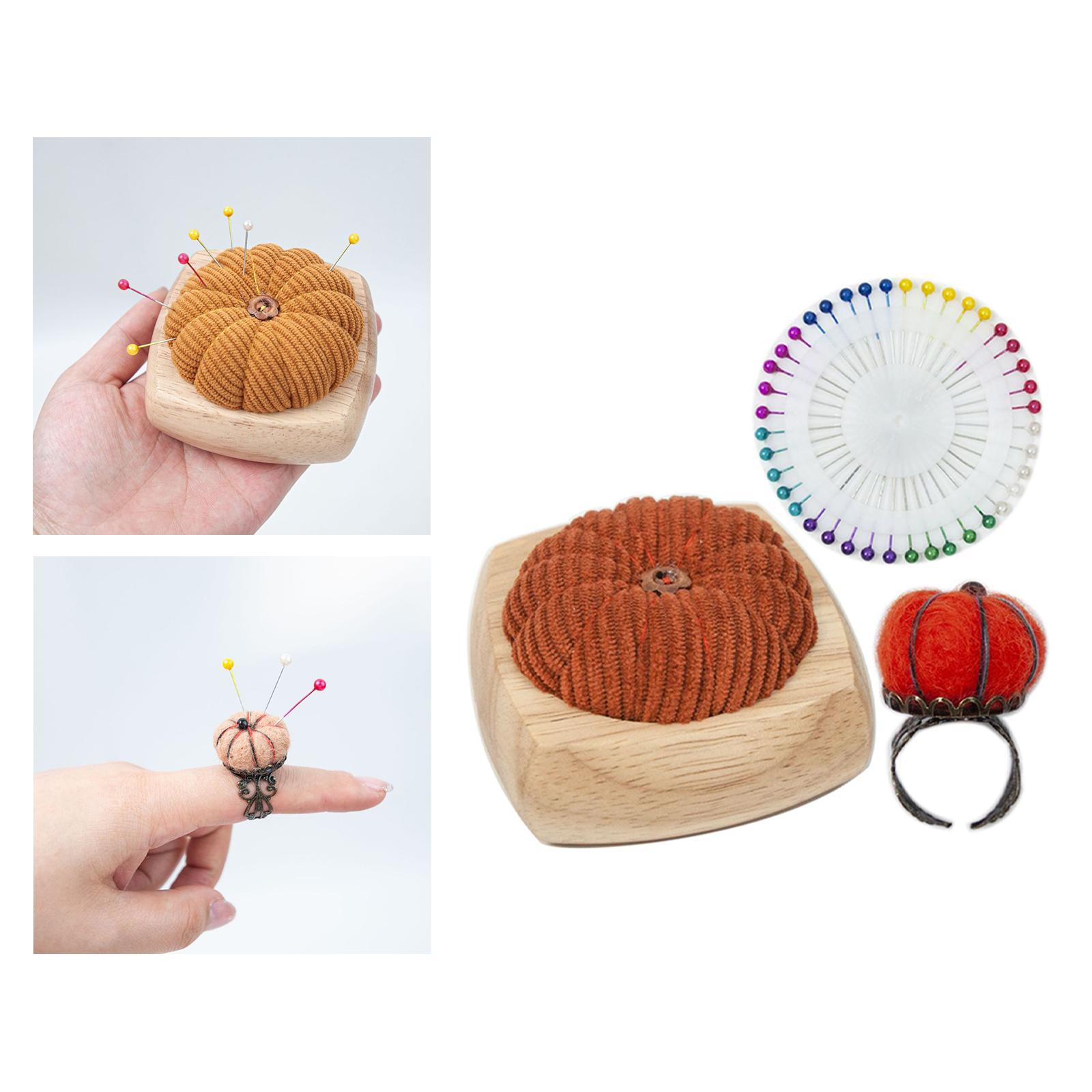Pincushion Kit Durable Pumpkin Shaped for Quilting Embroidery Craft Projects Orange