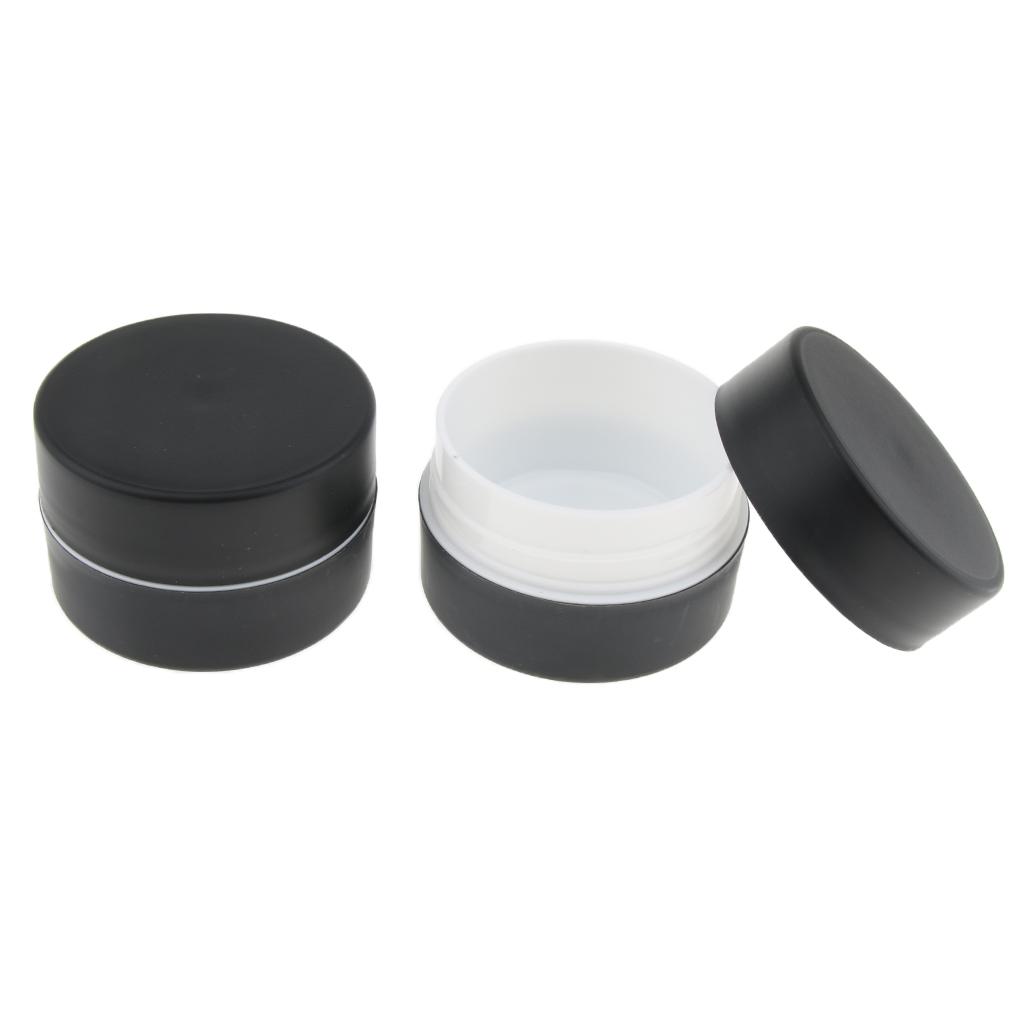 2X 2Layers Cream Jar Bottle Round Empty PP Plastic Cosmetic Containers Black