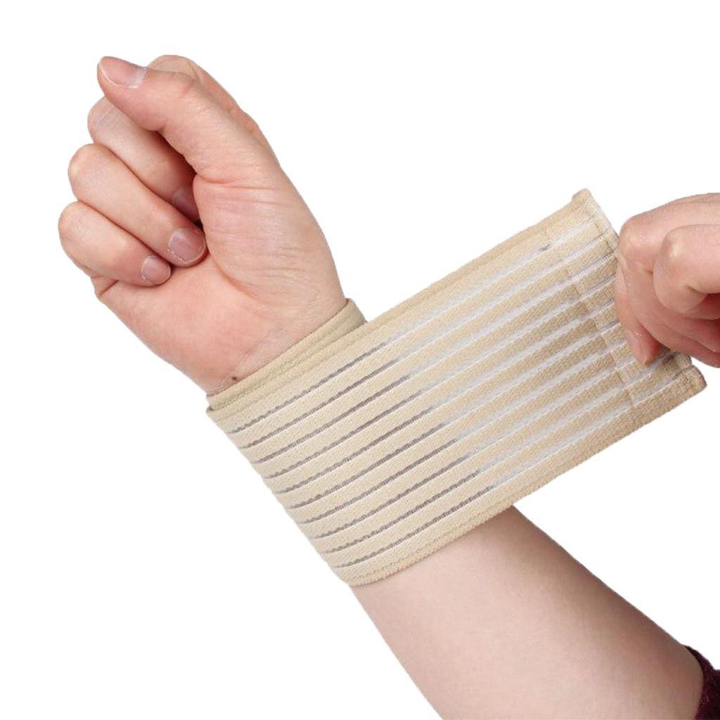 1PC Sports Wrist Sprain Bandage Adjustable Wrist Breathable Protector Beige