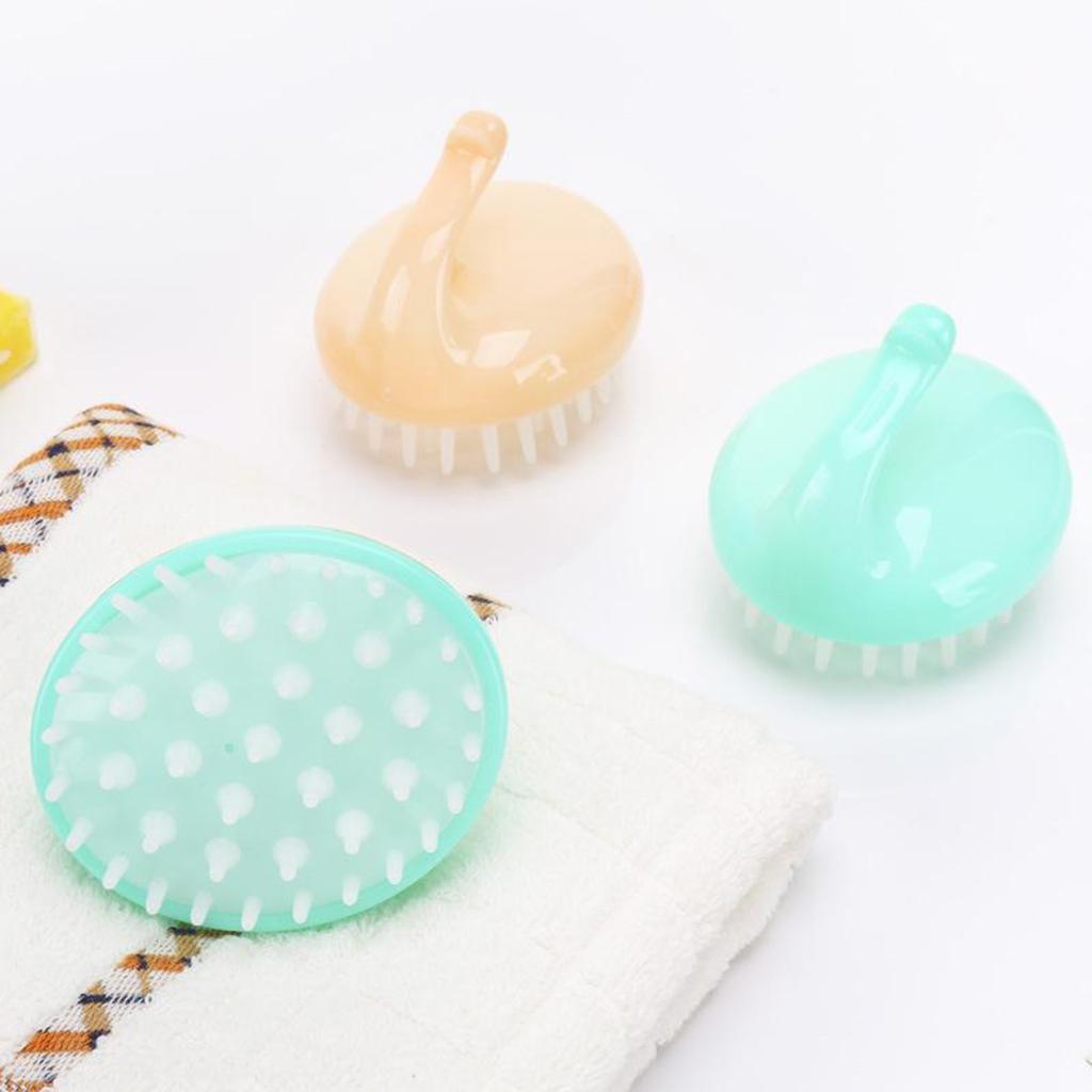 Silicone Shampoo Scalp Shower Brush Body Washing Hair Massage Massager Pink