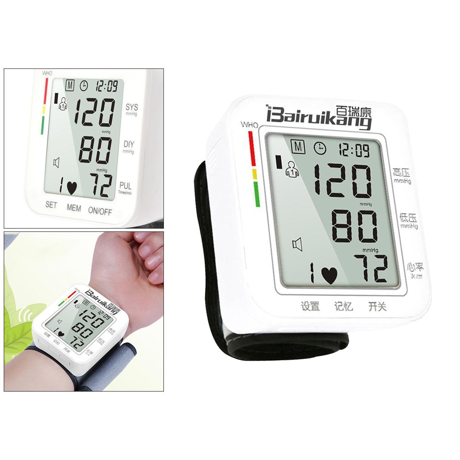 Home Use Electric Wrist Blood Pressure Monitor Tester Large LCD Display