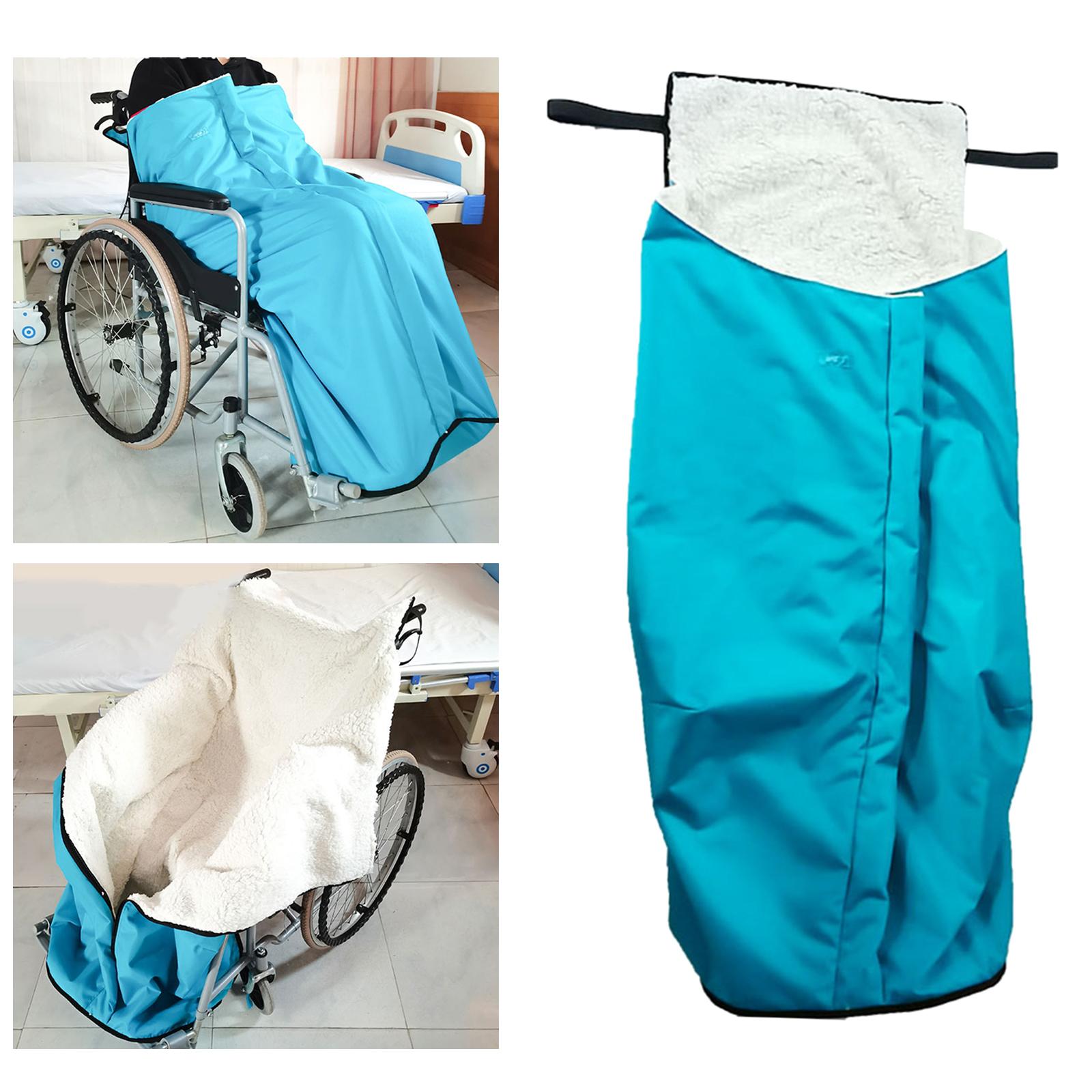 Winter Thick Plush Fleece Lined Wheelchair Blanket for Elderly Blue
