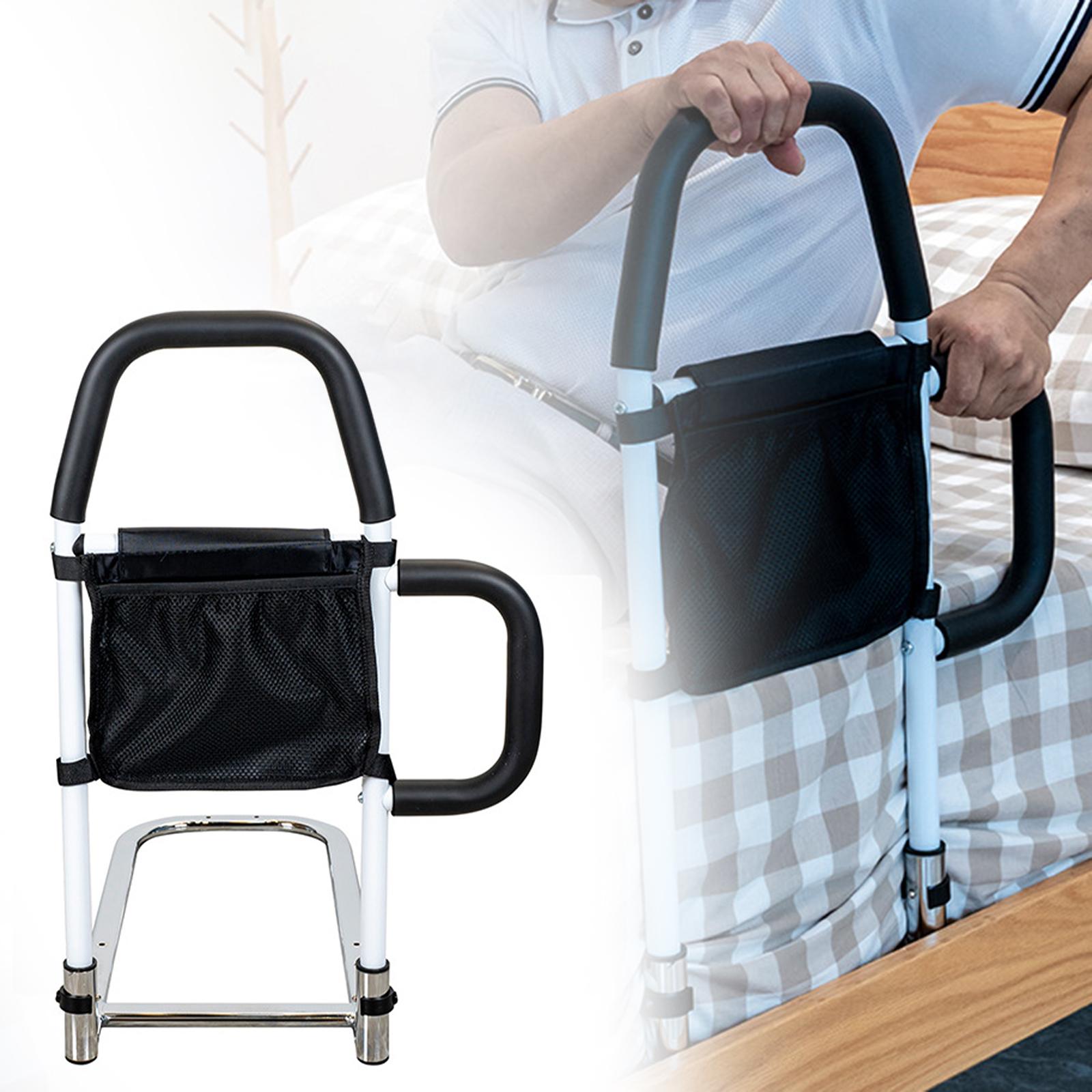 Elderly Adults Bed Rails with Dual Handles Sturdy Easily Install with Pocket