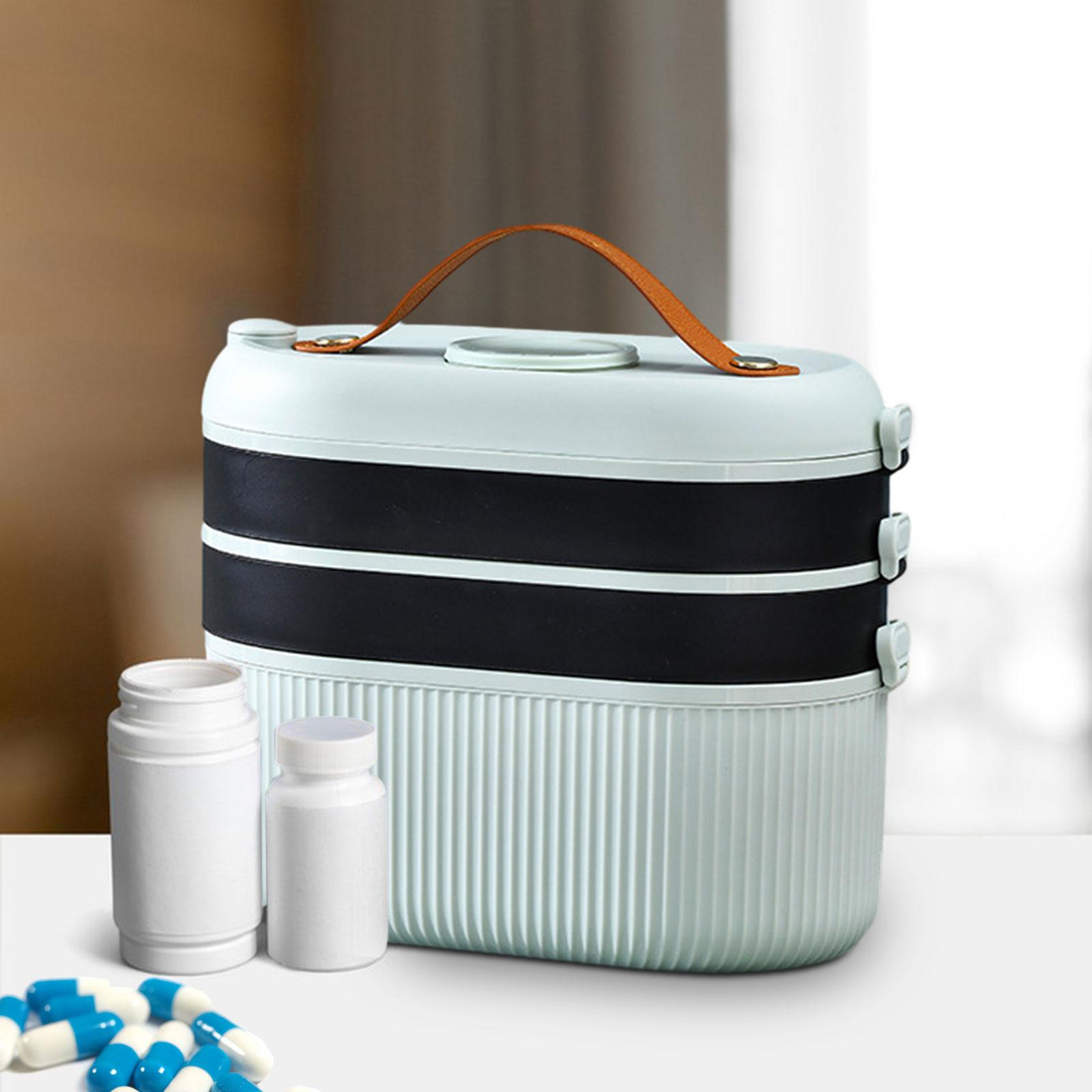 Medical Box Container Bin Multi Layer for Cosmetic Sewing Outdoor Activities green