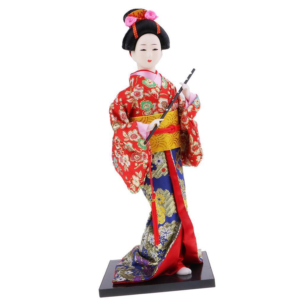 Exquisite Japanese Kimono Doll Kabuki Statue Geisha Figurine Home Decor #7