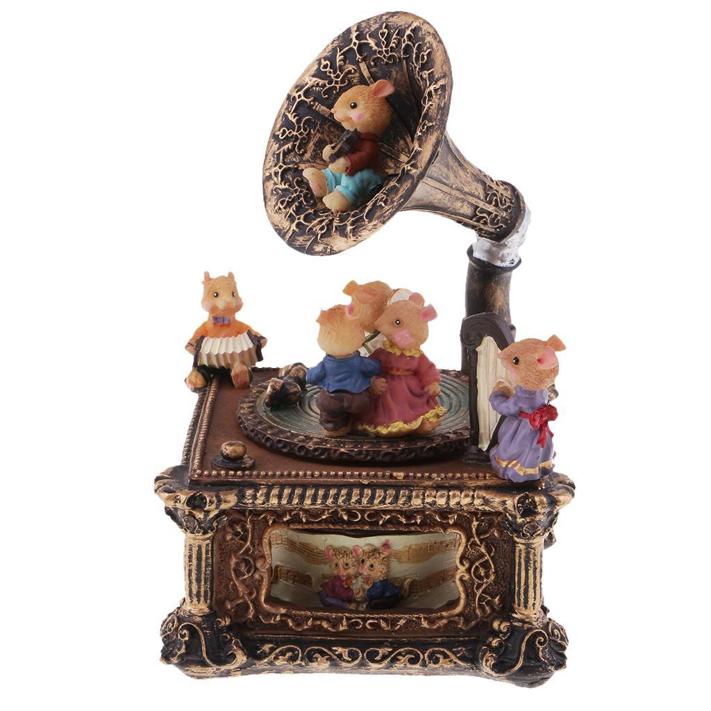 Retro Resin Music Box Gramophone Design Valentine's Day Wedding Party Gift