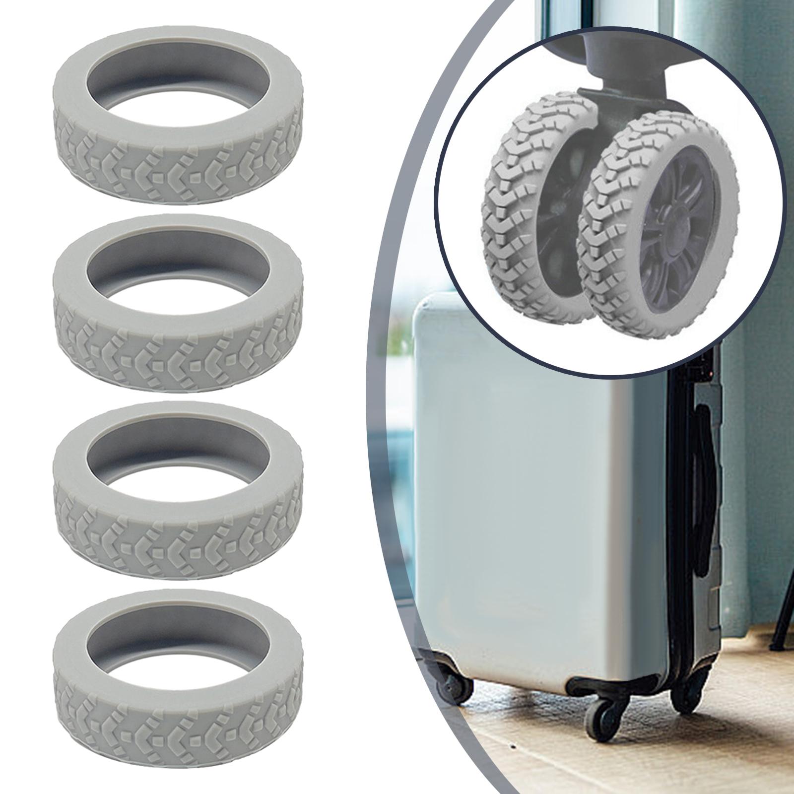 4 Pieces Luggage Wheels Covers Replace Parts Silicone Suitcase Wheels Covers Gray