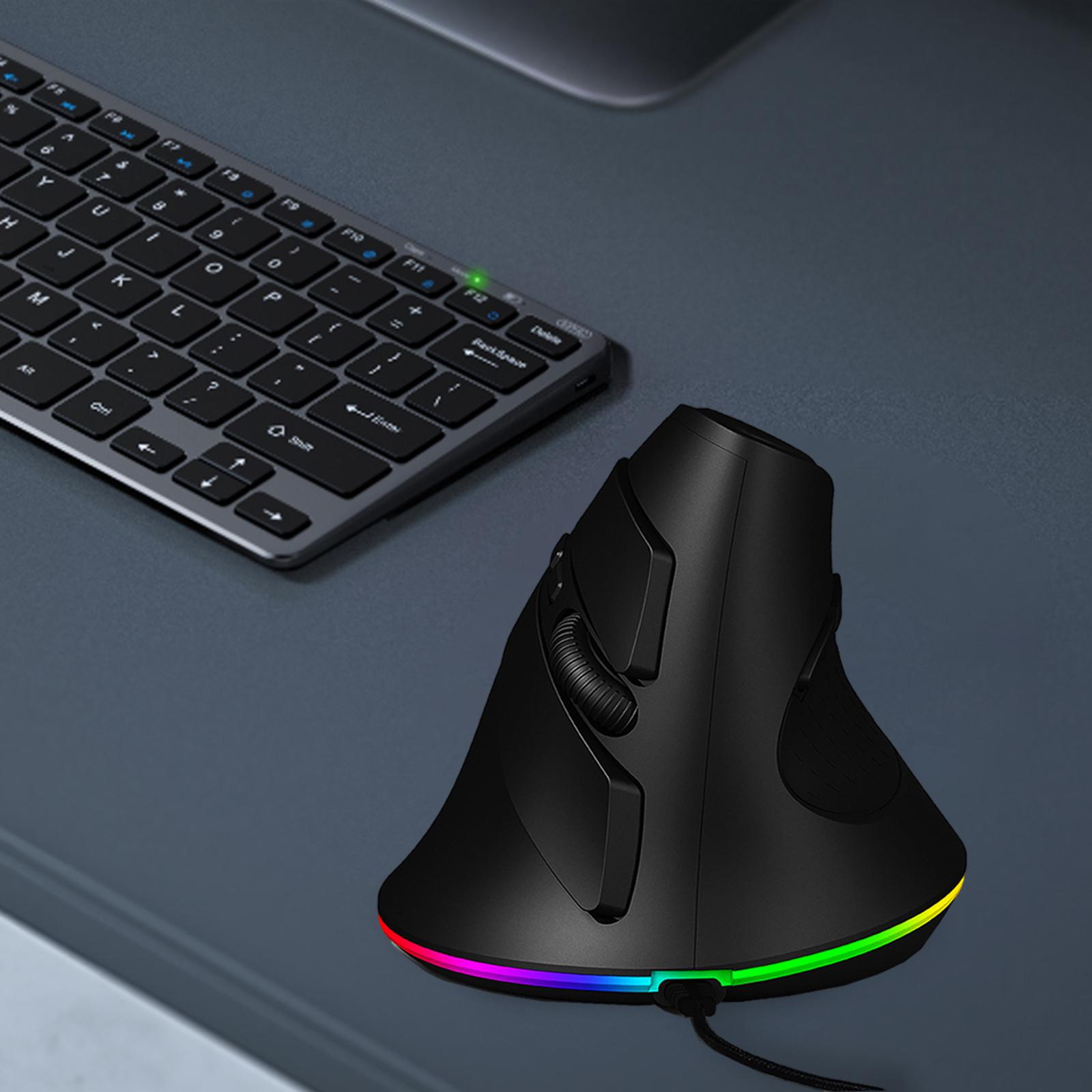 Vertical Gaming Mouse Replacement Computer Accessories 7 Buttons Wired Mouse Black