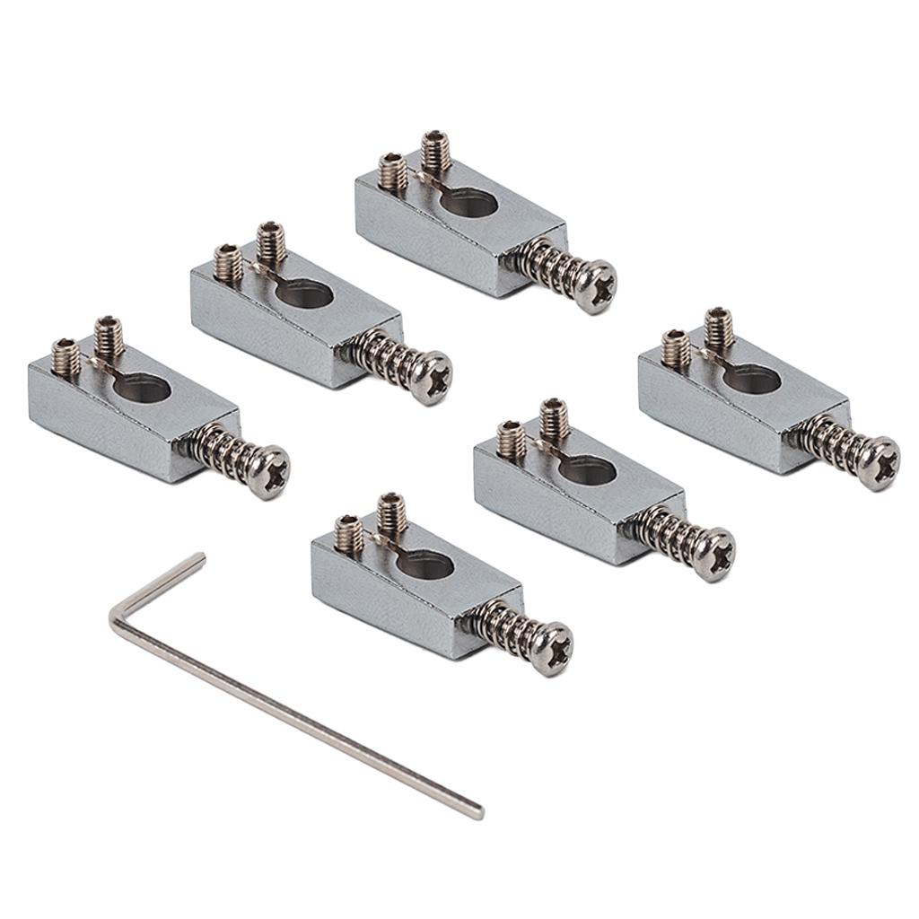 6pcs Brass Bridge Saddles for Fender Style Electric Guitar Parts Silver