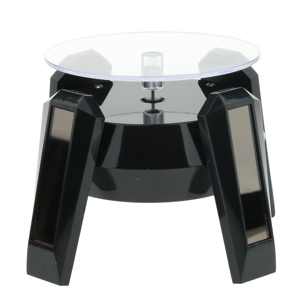 Solar Powered Rotating Jewelry Phone Ring Bracelet Watch Display Stand Black