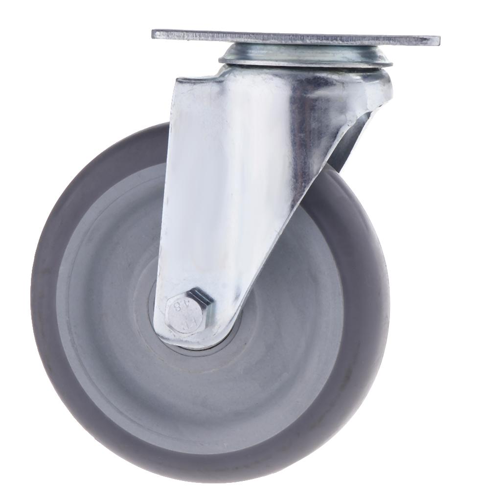 5-Inch Swivel Caster Wheel Rubber Base Top Plate Bearing Trolley Caster