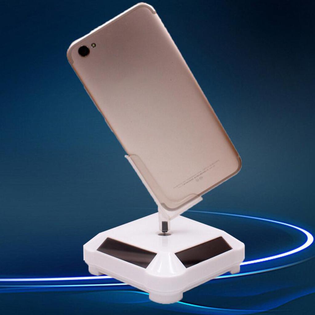 Solar Powered Rotating Display Stand Turntable Holder Tray + Rack White