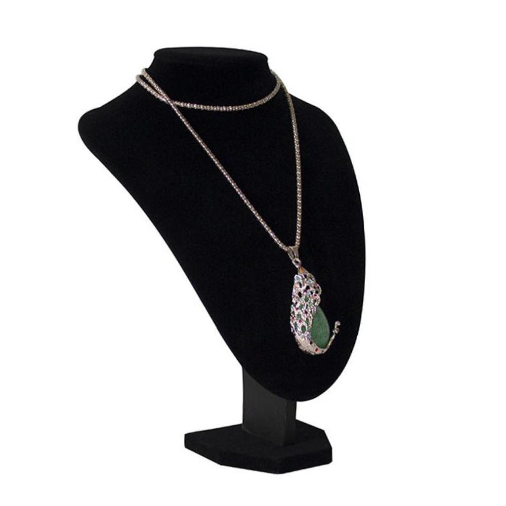 Necklace Pendant Display Bust Mannequin Stand Holder Black Velvet 29x21x18cm